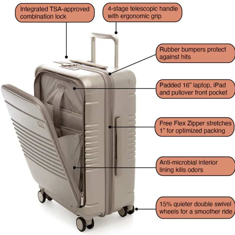 Arlo Skye Carry-on Luggage<The Zipper Carry-On Max with Front Pocket