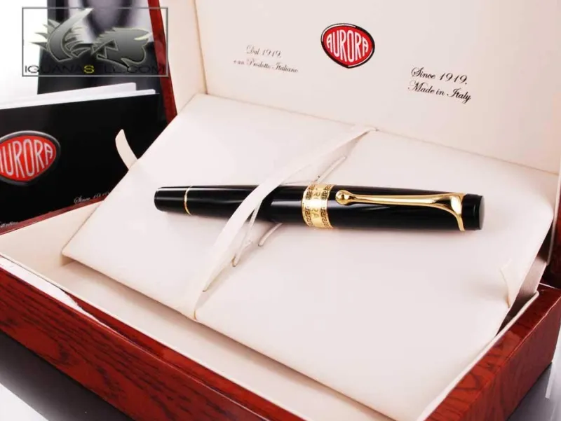Aurora Rollerball<Optima - Resin w/ Gold Plated Trim Rollerball Pen - AU-97 Black