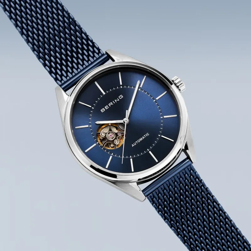 Bering Men's Watches<Mens Watch Automatic polished brushed silver Blue Dial 16743307