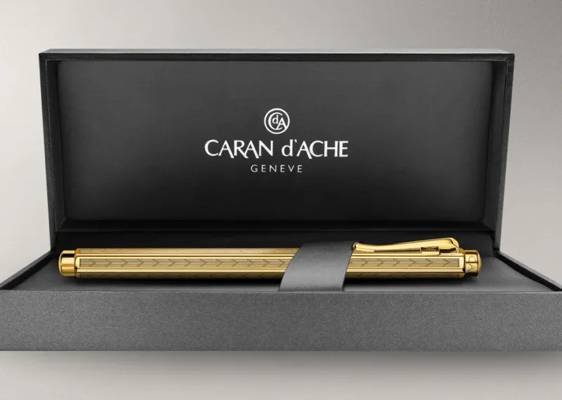 Caran D'Ache Rollerball|Felt Tip<Caran D' Ache | Caran D' Ache Ecridor Chevron Gold Rollerball Pen | Pen Sale