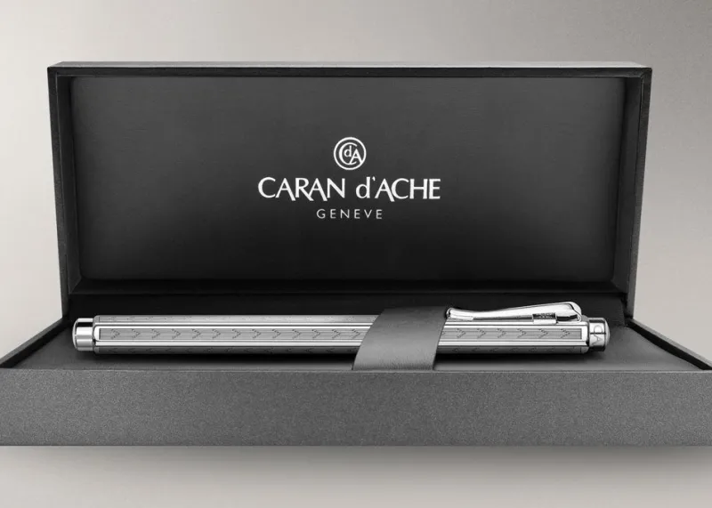 Caran D'Ache Felt Tip<- Ecridor - Chevron Silver Plated Rollerball 838.286