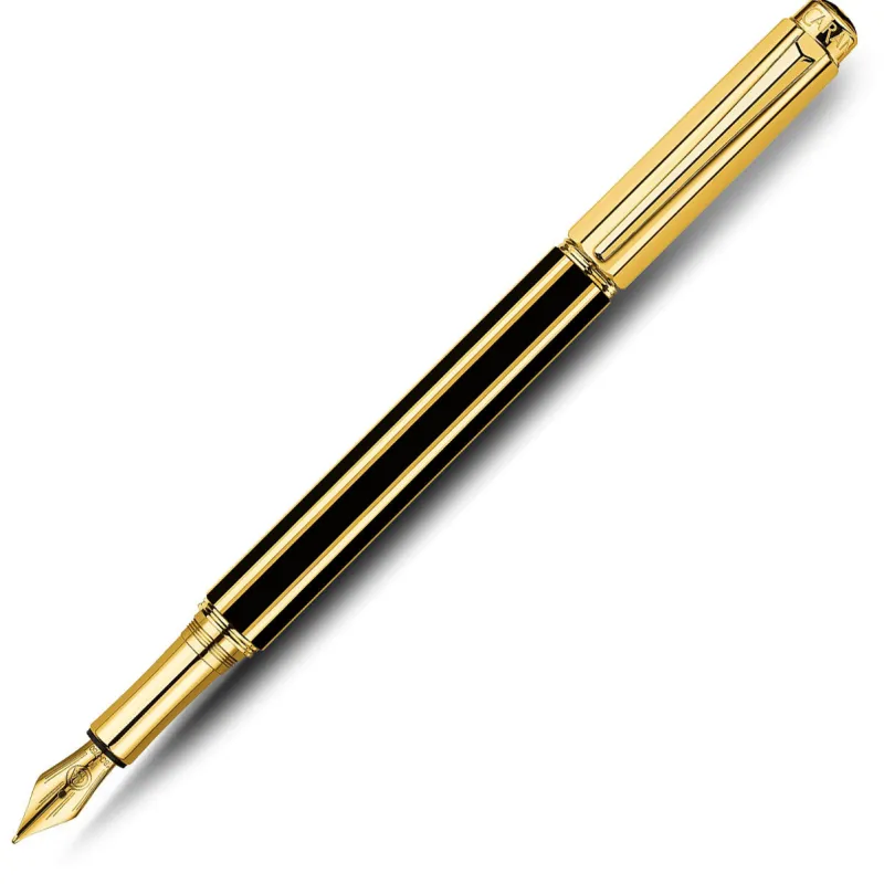 Caran D'Ache Fountain<Caran dAche Varius China Black Gold Plated Fountain Pen Sale China Black GT