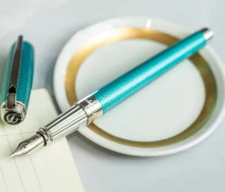 S.T. Dupont Fountain<Dupont Line D Diamond Guilloche Fountain Pen Altman Luggage Aquamarine