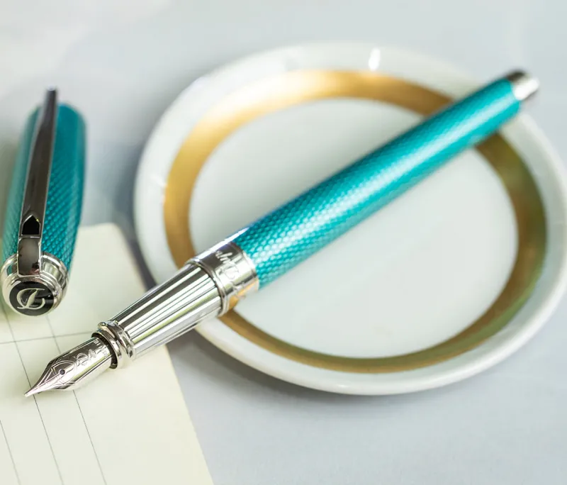 S.T. Dupont Fountain<Dupont Line D Diamond Guilloche Fountain Pen Altman Luggage Aquamarine