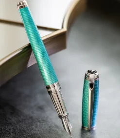 S.T. Dupont Fountain<Dupont Line D Diamond Guilloche Fountain Pen Altman Luggage Aquamarine