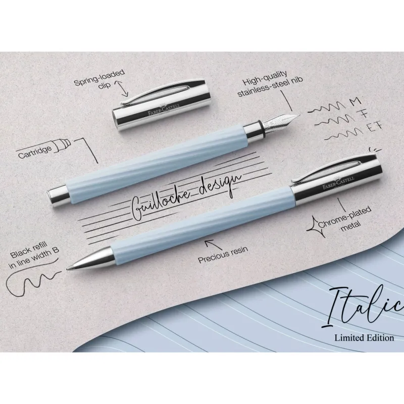 Faber-Castell Limited Edition|Fountain<Faber Castell Ambition Fountain Pen Italic Ice Blue Medium | Pen Sale