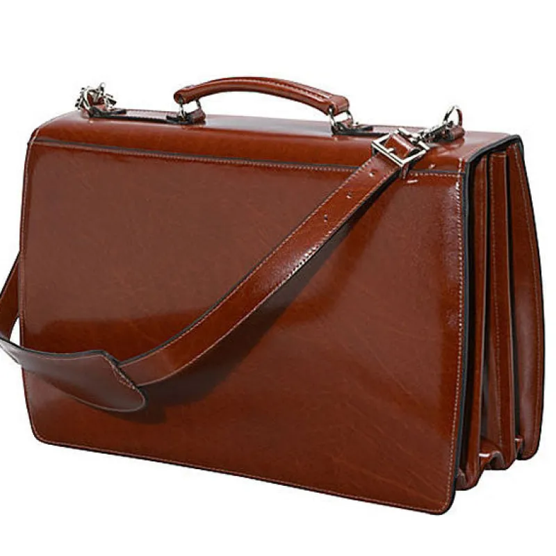 Jack Georges Portfolios|Business Cases<| Elements Collection Triple Gusset Flap Over Leather Briefcase 4403 | Altman Luggage