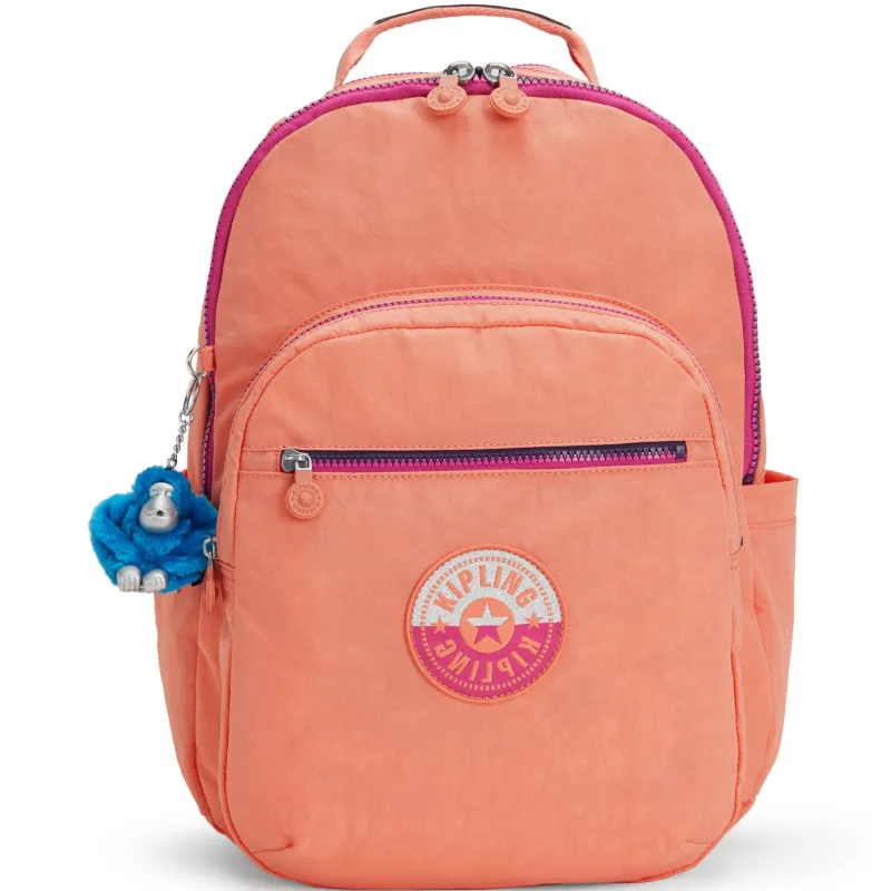 Kipling Backpacks<Seoul Large Nylon 15 Laptop Backpack Cool Coral Shade