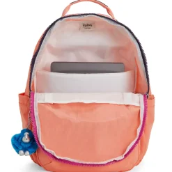 Kipling Backpacks<Seoul Large Nylon 15 Laptop Backpack Cool Coral Shade