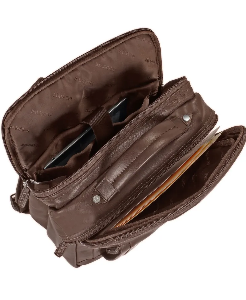 Mancini Portfolios|Business Cases<Leather Backpack for 15.6" Laptop / Tablet, 12" x 5.25" x 15",