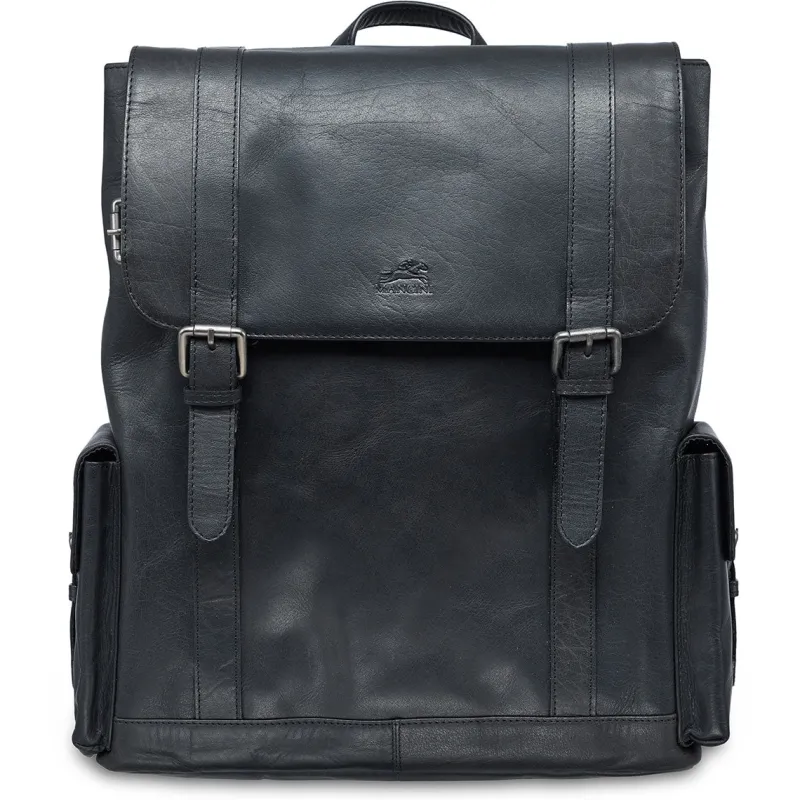 Mancini Portfolios|Attaches & Briefcases<Leather Backpack for 15'' Laptop, 12.75" x 5.25" x 14.5", Blac