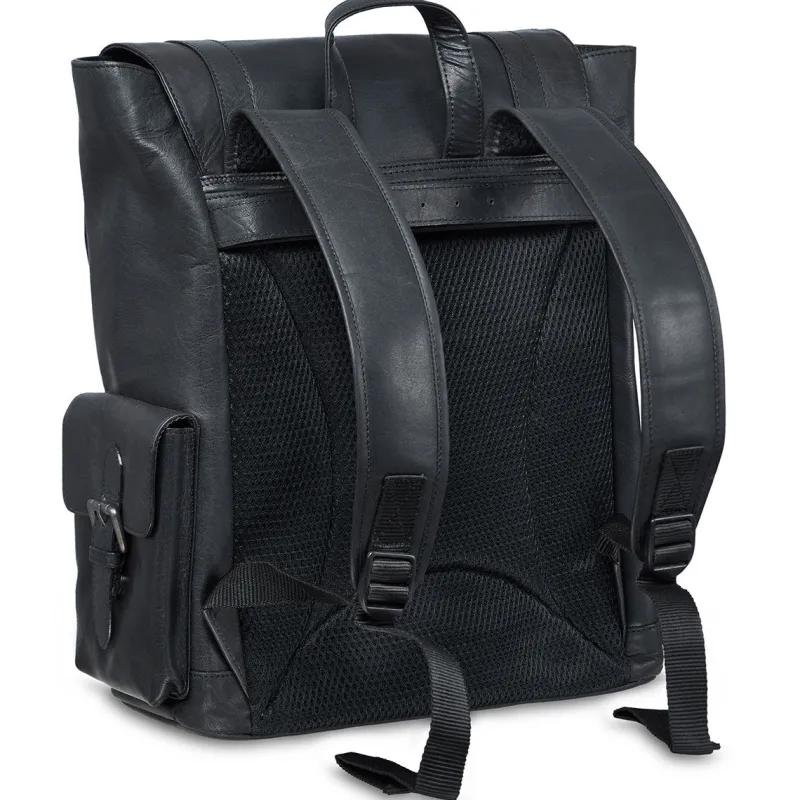 Mancini Portfolios|Attaches & Briefcases<Leather Backpack for 15'' Laptop, 12.75" x 5.25" x 14.5", Blac