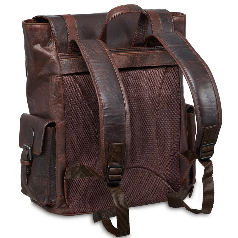 Mancini Portfolios|Business Cases<Leather Backpack for 15'' Laptop, 12.75" x 5.25" x 14.5", Brow