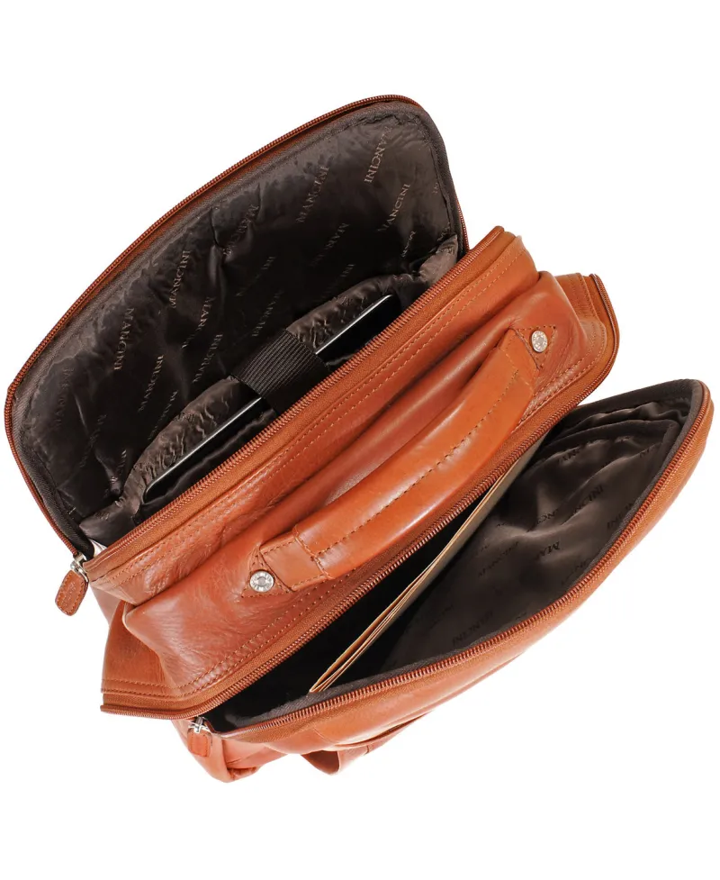 Mancini Portfolios|Business Cases<Leather Backpack for 15.6" Laptop / Tablet, 12" x 5.25" x 15",
