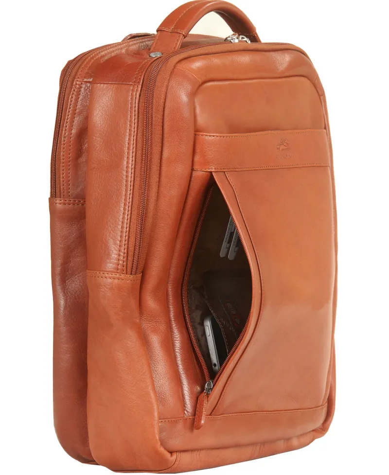 Mancini Portfolios|Business Cases<Leather Backpack for 15.6" Laptop / Tablet, 12" x 5.25" x 15",