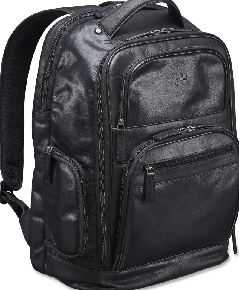 Mancini Portfolios|Business Cases<Leather Backpack for 15.6" Laptop with RFID Secure Pocket, 12.