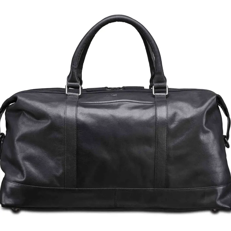 Mancini Portfolios|Attaches & Briefcases<Leather Carry-on Duffle Bag, 20" x 10" x 12", Black