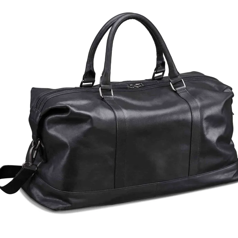 Mancini Portfolios|Attaches & Briefcases<Leather Carry-on Duffle Bag, 20" x 10" x 12", Black
