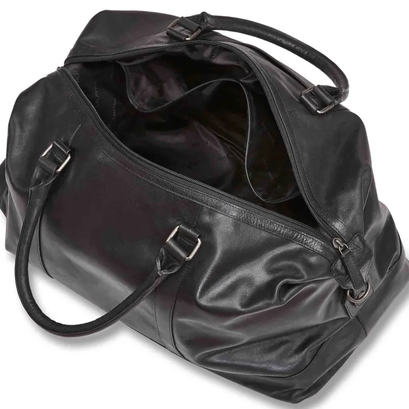 Mancini Portfolios|Attaches & Briefcases<Leather Carry-on Duffle Bag, 20" x 10" x 12", Black