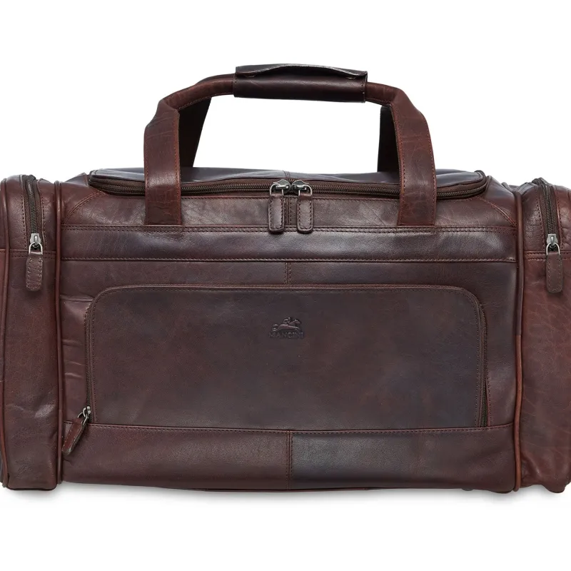 Mancini Portfolios|Attaches & Briefcases<Leather Carry-on Duffle Bag, 20" x 10.75" x 10.75", Brown