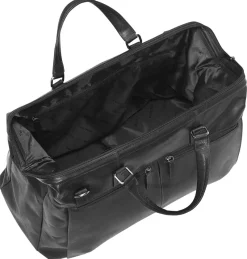 Mancini Portfolios|Attaches & Briefcases<Leather Classic Carry-on Duffle Bag, 20" x 10" x 13.5", Black
