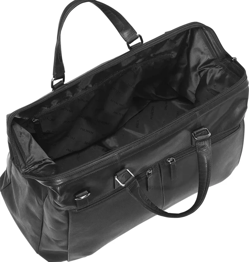 Mancini Portfolios|Attaches & Briefcases<Leather Classic Carry-on Duffle Bag, 20" x 10" x 13.5", Black