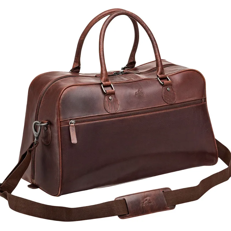Mancini Portfolios|Attaches & Briefcases<Leather Classic Duffle Bag, 21.5" x 11" x 14", Brown