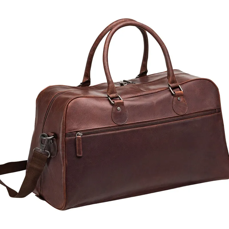 Mancini Portfolios|Attaches & Briefcases<Leather Classic Duffle Bag, 21.5" x 11" x 14", Brown