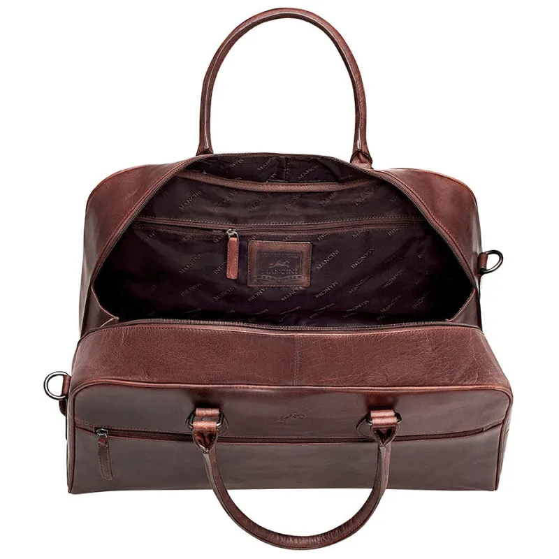 Mancini Portfolios|Attaches & Briefcases<Leather Classic Duffle Bag, 21.5" x 11" x 14", Brown