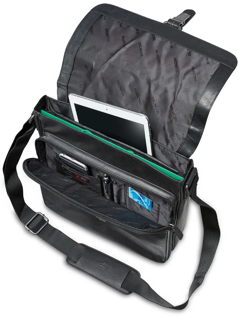 Mancini Portfolios|Business Cases<Leather Crossover Bag for 12" Laptop / Tablet with RFID Secure