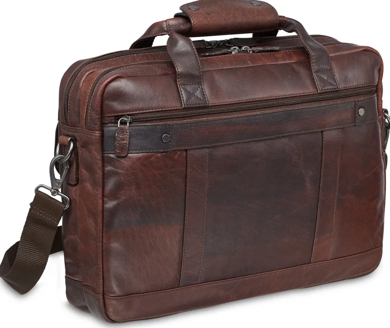 Mancini Portfolios|Business Cases<Leather Double Compartment Briefcase for 15.6" Laptop with RFI