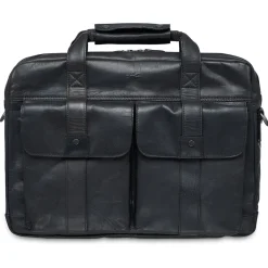 Mancini Portfolios|Attaches & Briefcases<Leather Double Compartment Briefcase for 15.6" Laptop with RFI