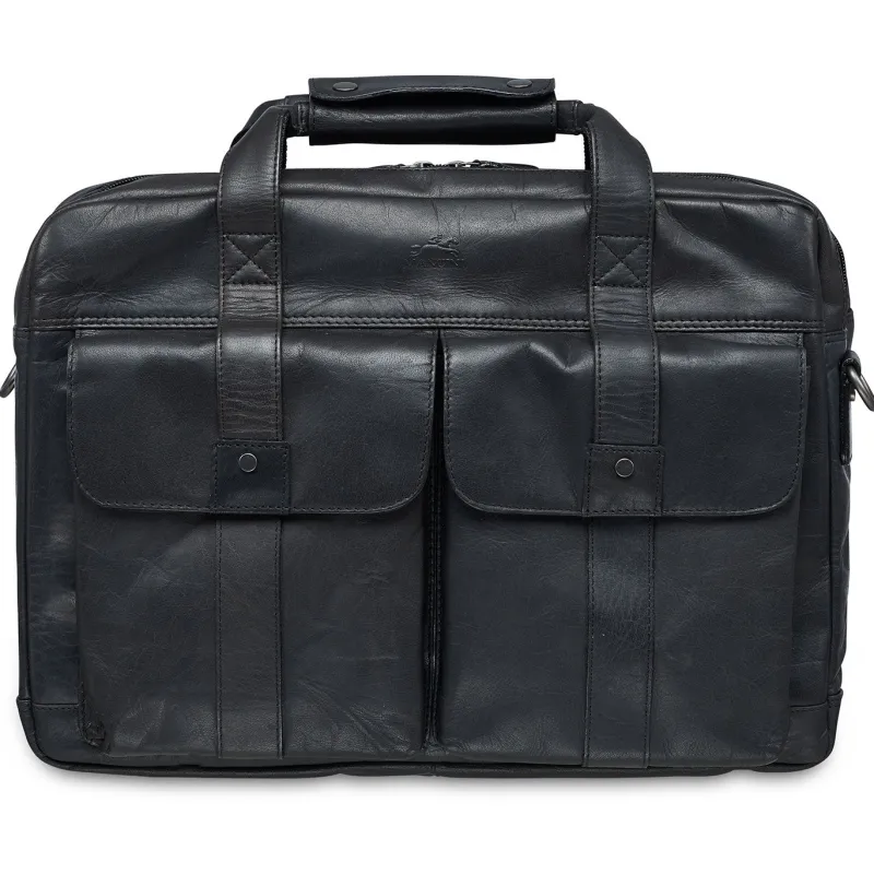 Mancini Portfolios|Attaches & Briefcases<Leather Double Compartment Briefcase for 15.6" Laptop with RFI