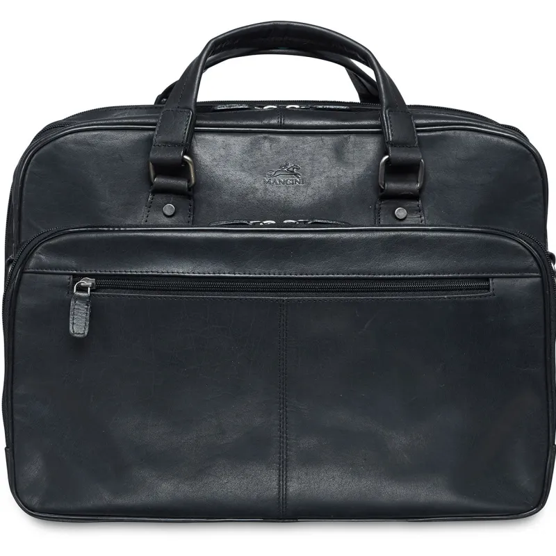 Mancini Portfolios|Business Cases<Leather Expandable Double Compartment Briefcase for 15.6'' Lap