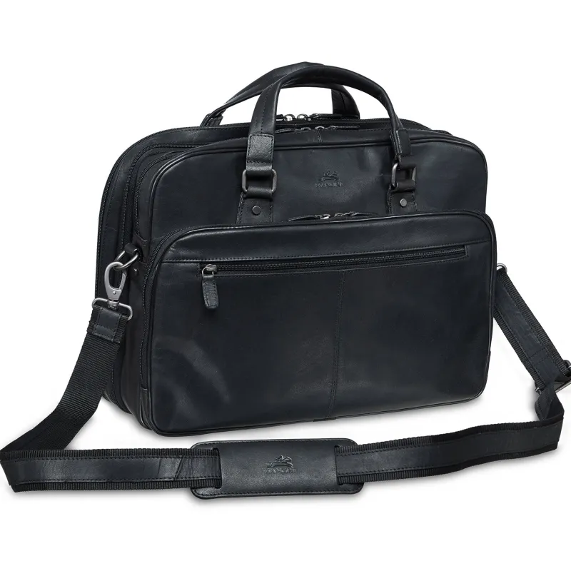 Mancini Portfolios|Business Cases<Leather Expandable Double Compartment Briefcase for 15.6'' Lap