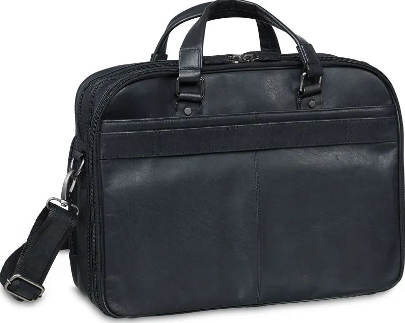 Mancini Portfolios|Business Cases<Leather Expandable Double Compartment Briefcase for 15.6'' Lap