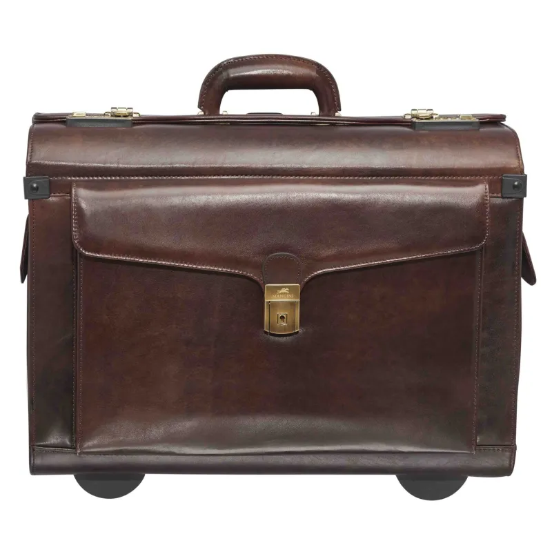 Mancini Portfolios|Business Cases<Leather Vanizia Deluxe Wheeled Catalog Case Brown