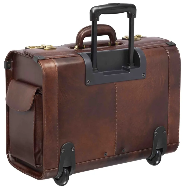 Mancini Portfolios|Business Cases<Leather Vanizia Deluxe Wheeled Catalog Case Brown