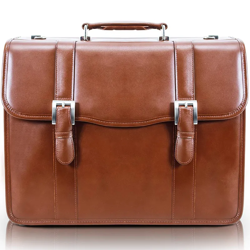 McKlein Business Cases<USA Flournoy 15" Leather Double Compartment Laptop Briefcase