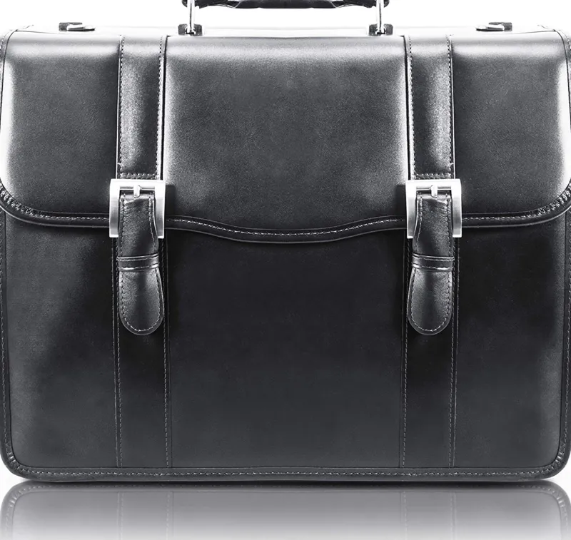 McKlein Business Cases<USA Flournoy 15" Leather Double Compartment Laptop Briefcase