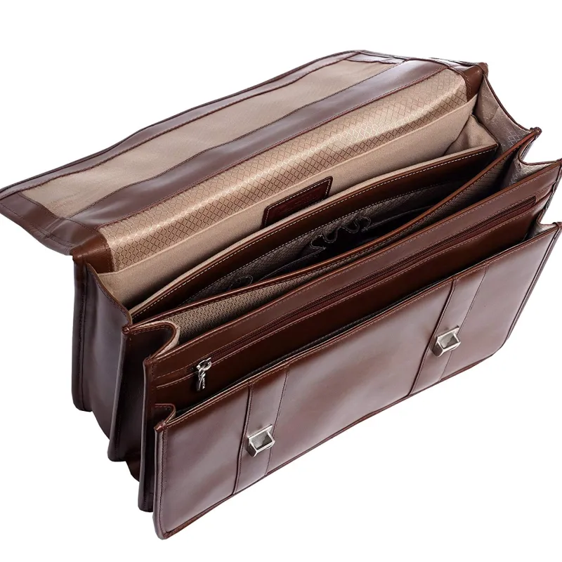 McKlein Business Cases<USA Flournoy 15" Leather Double Compartment Laptop Briefcase