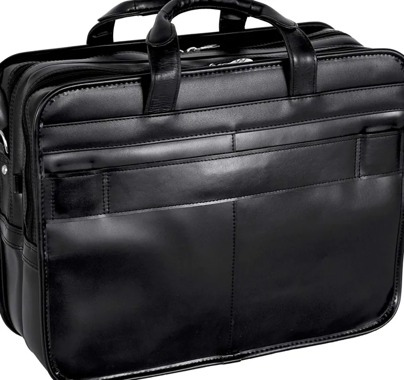 McKlein Business Cases<USA P Series Elston 15.6 Inch Leather Double Compartment Lapto Black