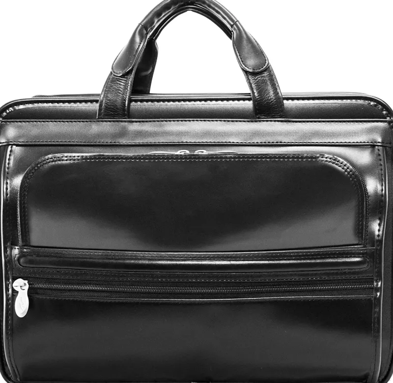 McKlein Business Cases<USA P Series Elston 15.6 Inch Leather Double Compartment Lapto Black