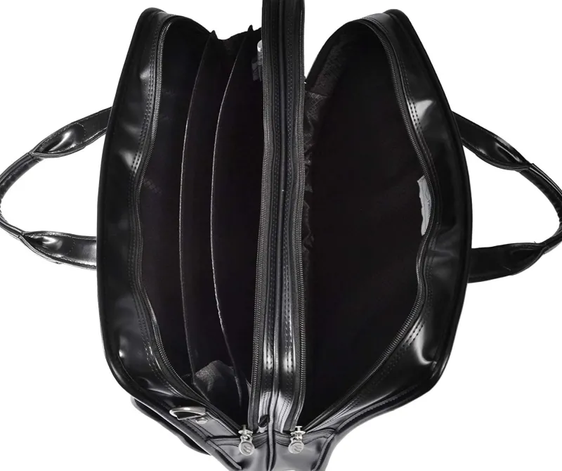 McKlein Business Cases<USA P Series Elston 15.6 Inch Leather Double Compartment Lapto Black