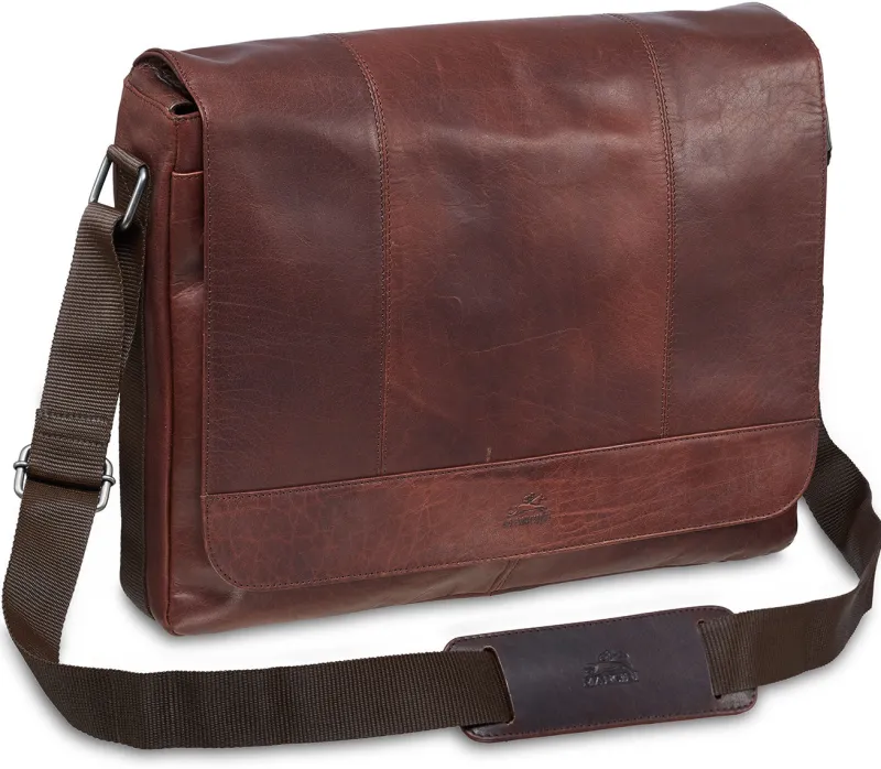 Mancini Portfolios|Business Cases<Messenger bag for 15'' Laptop / Tablet, 16.25" x 3.25" x 12", Brown