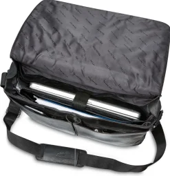 Mancini Portfolios|Business Cases<Messenger bag for 15'' Laptop / Tablet, 16.25" x 3.25" x 12", Black