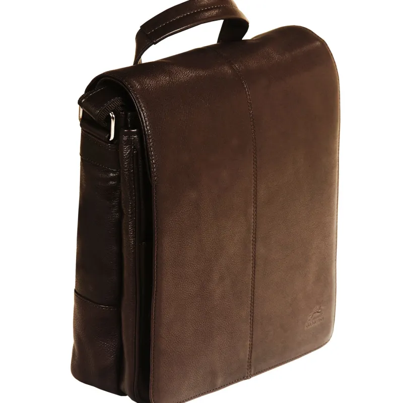 Mancini Portfolios|Business Cases<Messenger Style Tablet Bag, 10.5" x 4" x 12", Brown