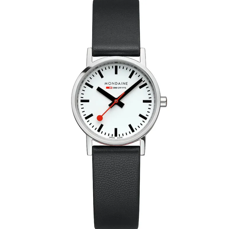 Mondaine Unisex Watches|Women's Watches<CLASSIC BLACK VEGAN GRAPE LEATHER 30 MM | Altman Luggage