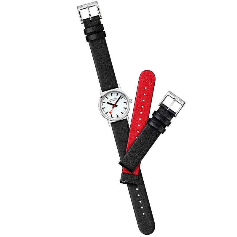 Mondaine Unisex Watches|Women's Watches<CLASSIC BLACK VEGAN GRAPE LEATHER 30 MM | Altman Luggage