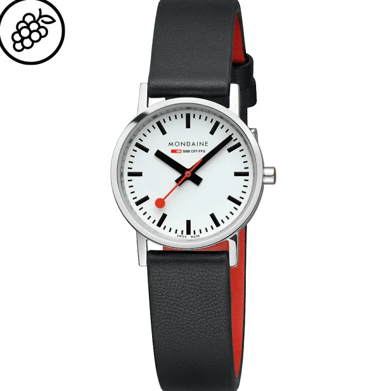Mondaine Unisex Watches|Women's Watches<CLASSIC BLACK VEGAN GRAPE LEATHER 30 MM | Altman Luggage